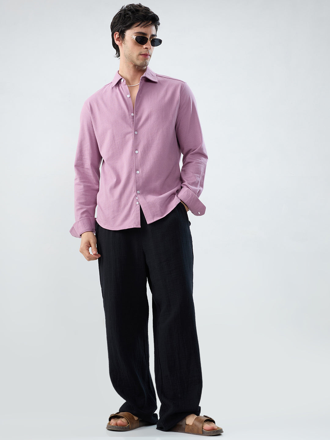 Warm Pink Jacquard Knit Everyday Shirt