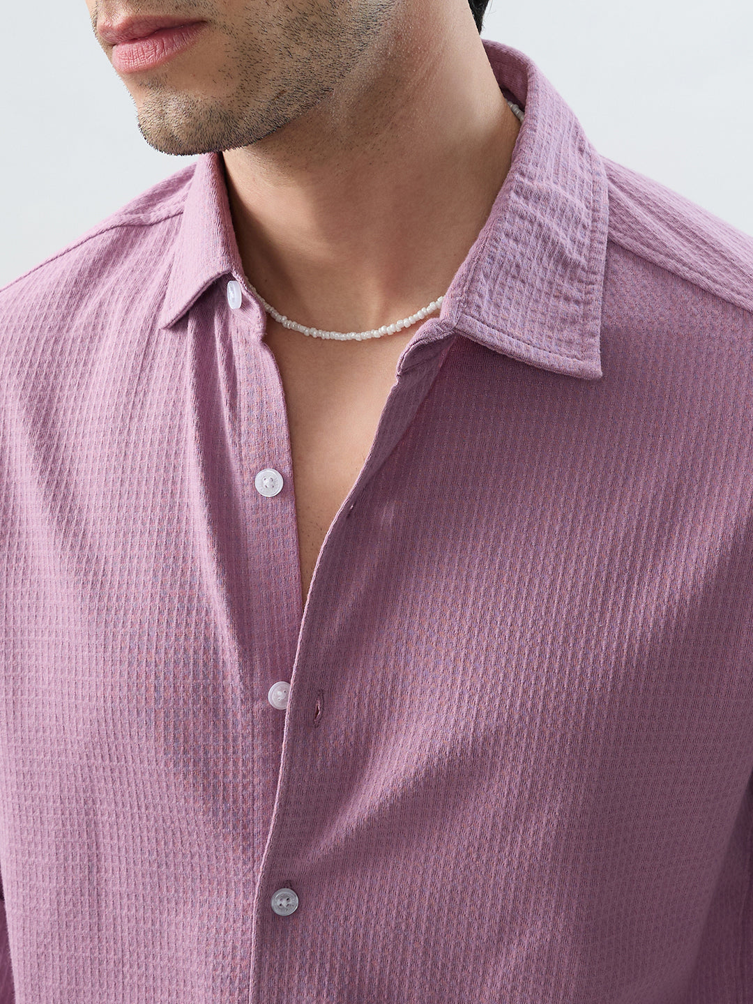 Warm Pink Jacquard Knit Everyday Shirt