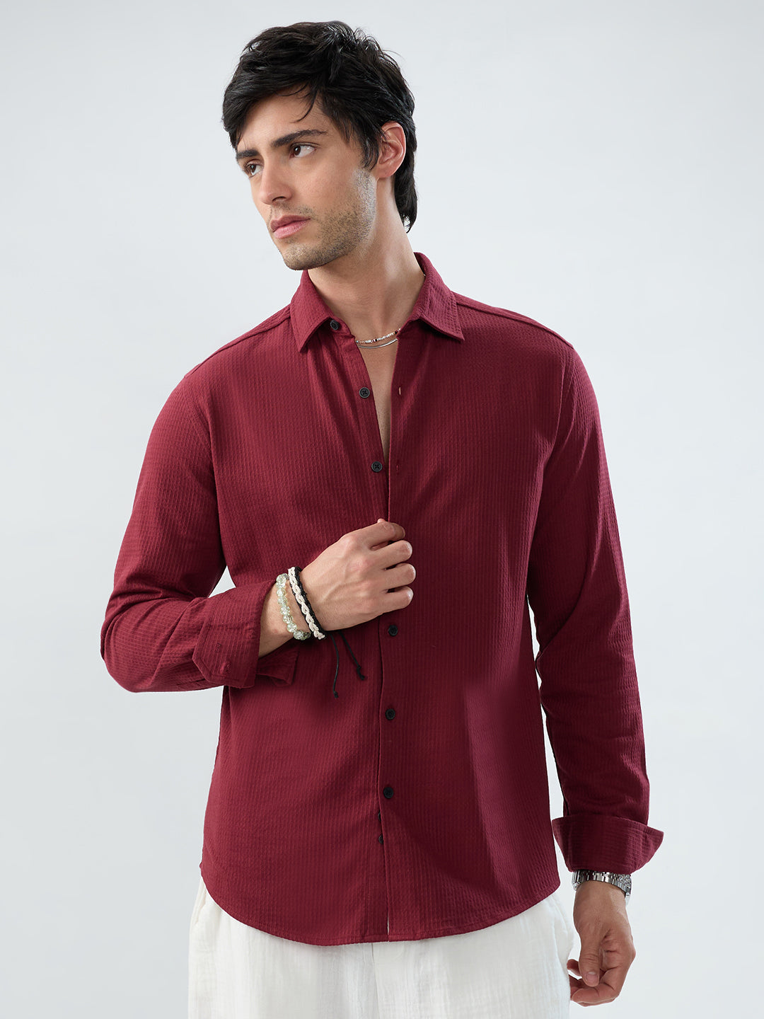 Maroon Jacquard Workday Edit Knit Shirt
