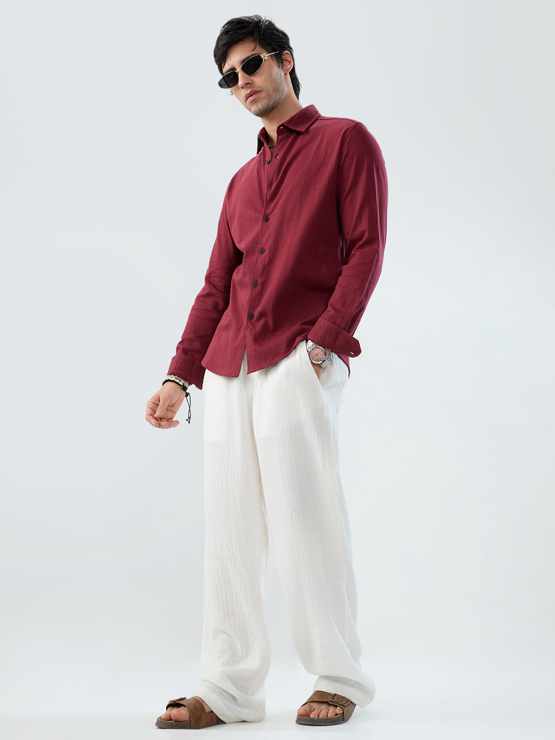 Maroon Jacquard Workday Edit Knit Shirt