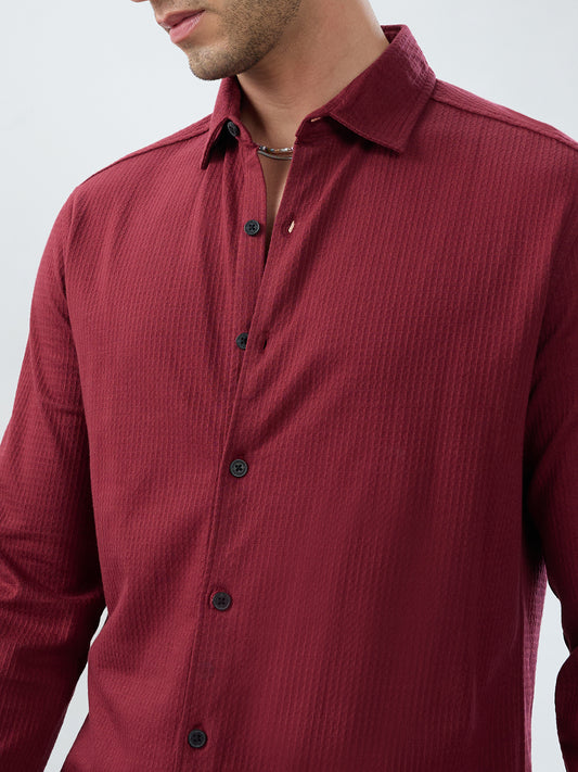 Maroon Jacquard Workday Edit Knit Shirt