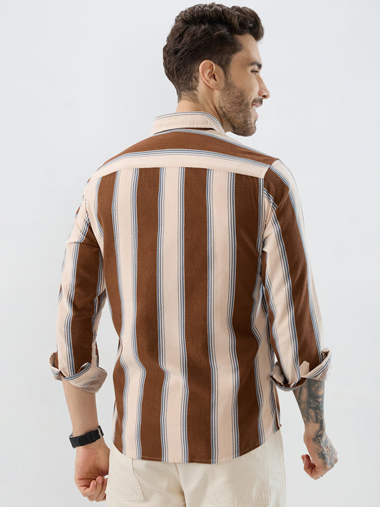 Luxe Meadow Weave Herringbone Multi Striped Corduroy Shirt