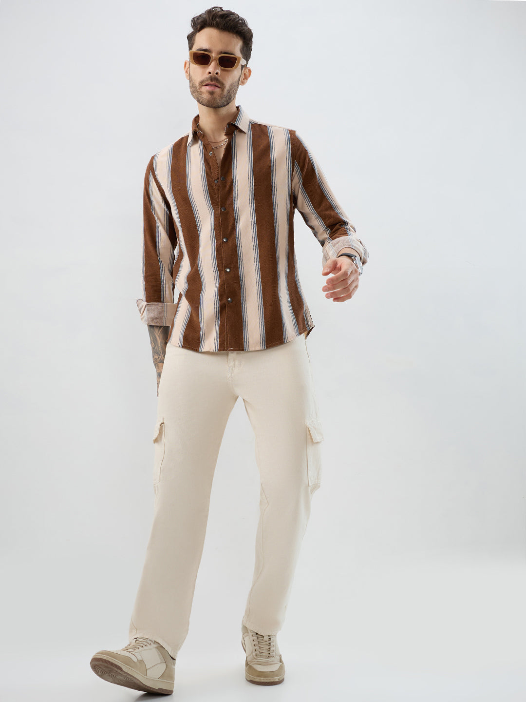 Luxe Meadow Weave Herringbone Multi Striped Corduroy Shirt