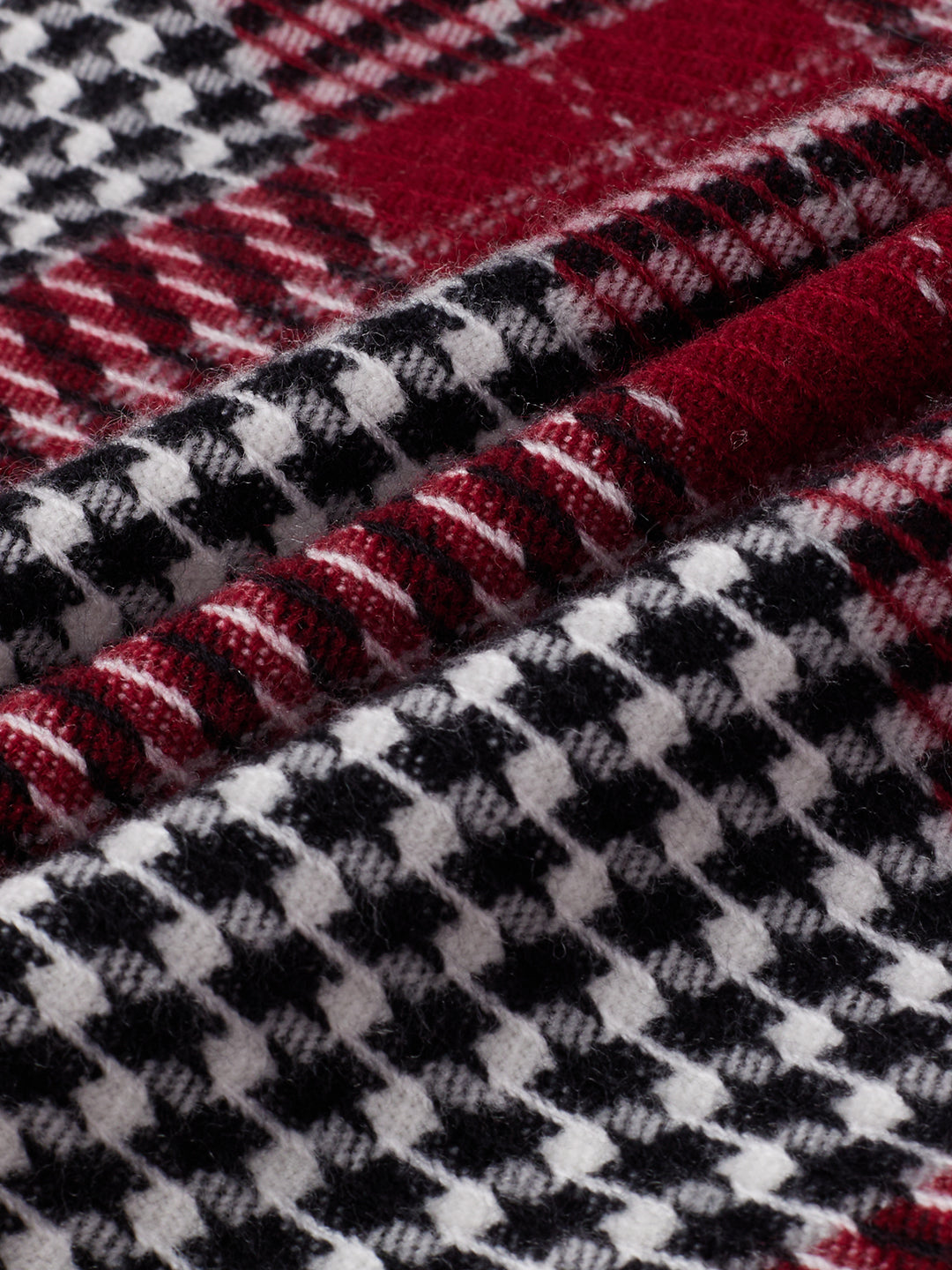 Opulent Red Houndstooth Checkmate Twin Pocket Flannel Shirt