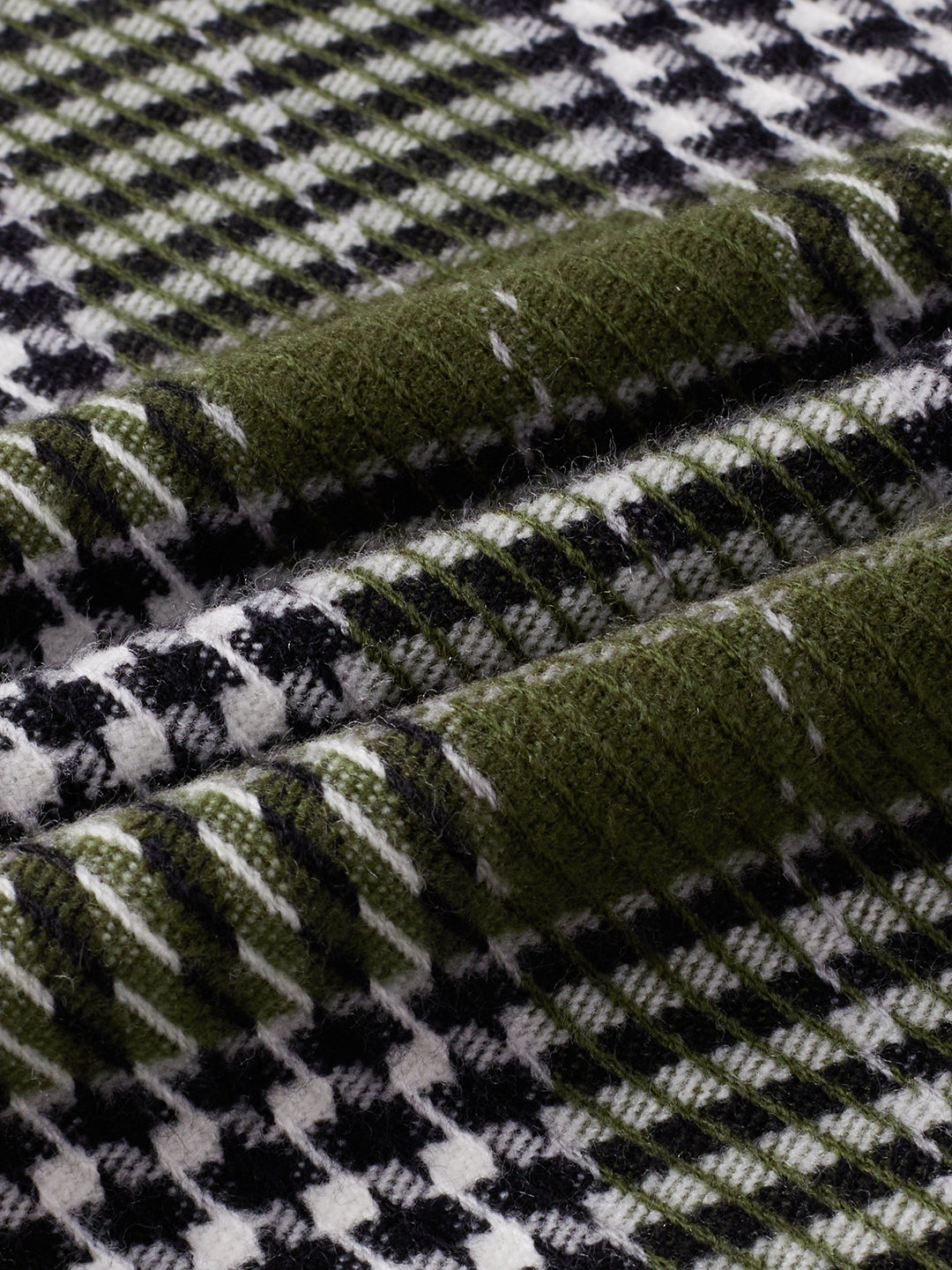 Olive Houndstooth Checkmate Twin Pocket Flannel Shirt