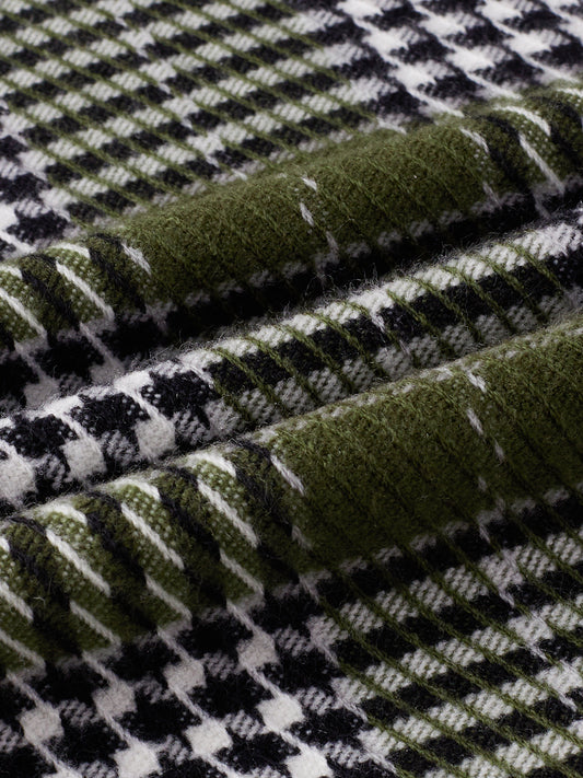 Olive Houndstooth Checkmate Twin Pocket Flannel Shirt