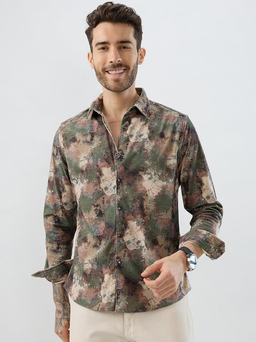 Woodland Camo Washed Corduroy Shirt