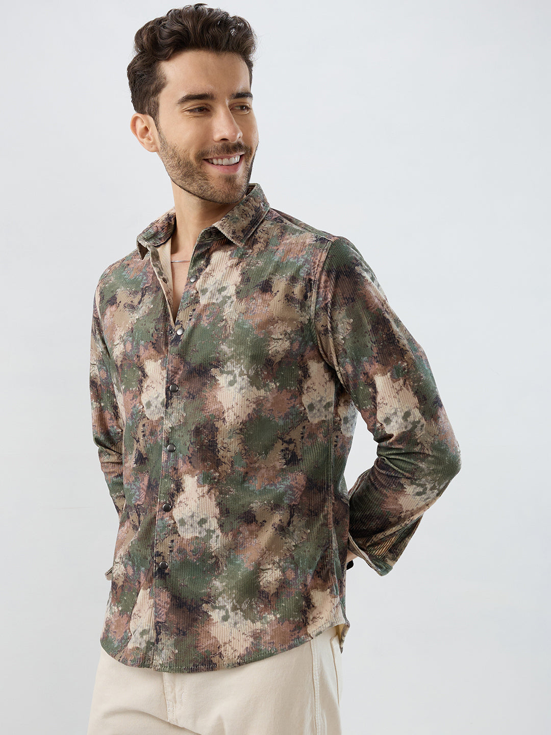 Woodland Camo Washed Corduroy Shirt