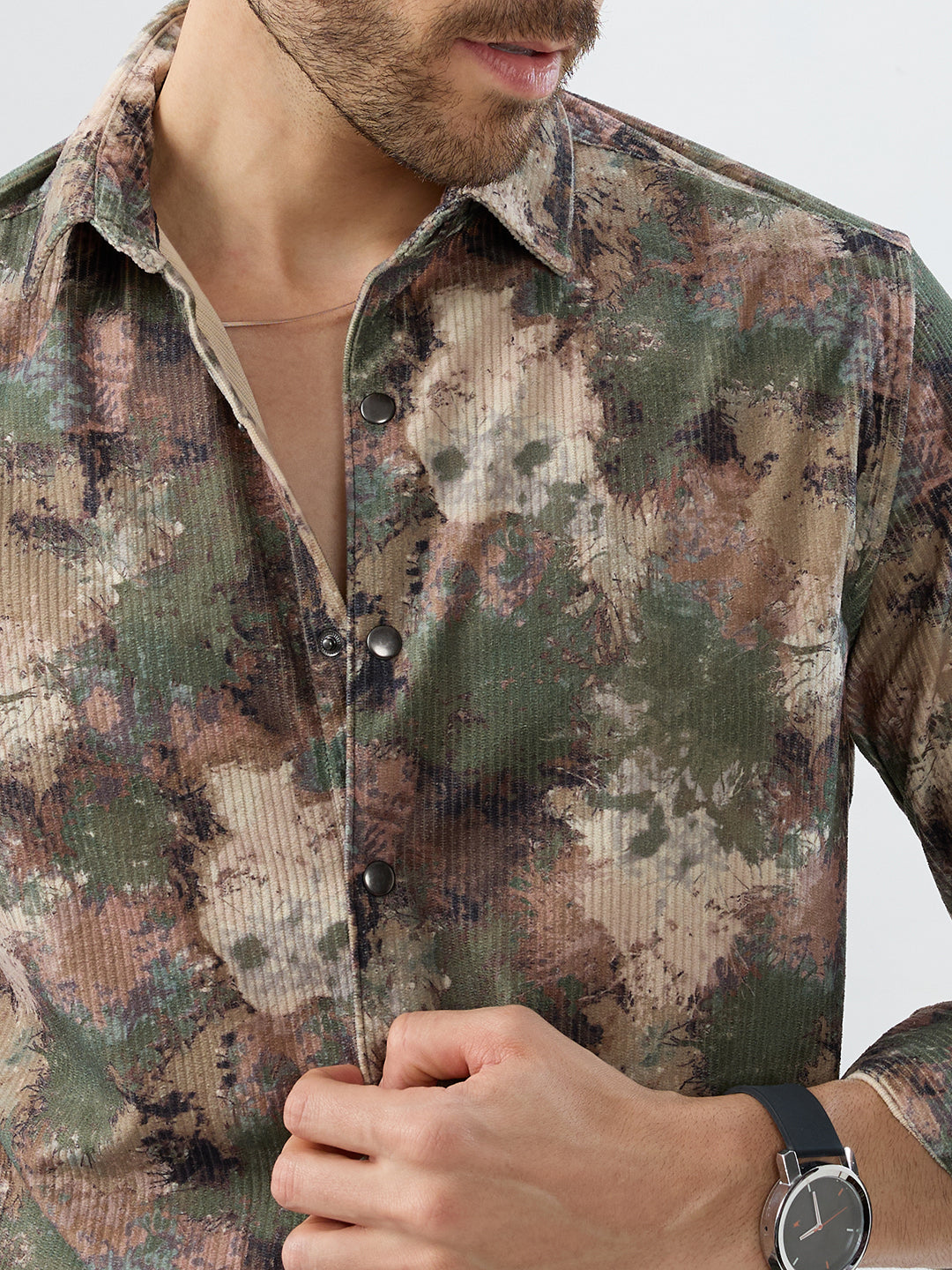 Woodland Camo Washed Corduroy Shirt