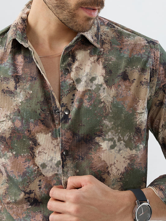Woodland Camo Washed Corduroy Shirt