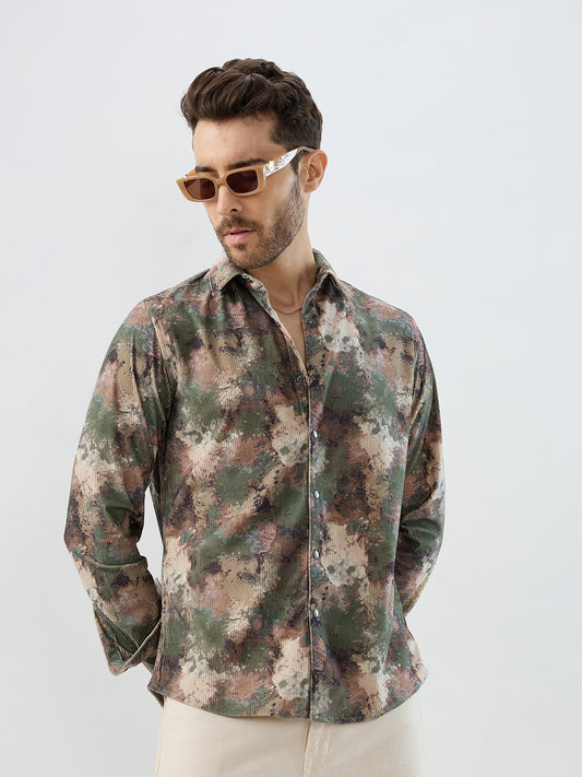 Woodland Camo Washed Corduroy Shirt