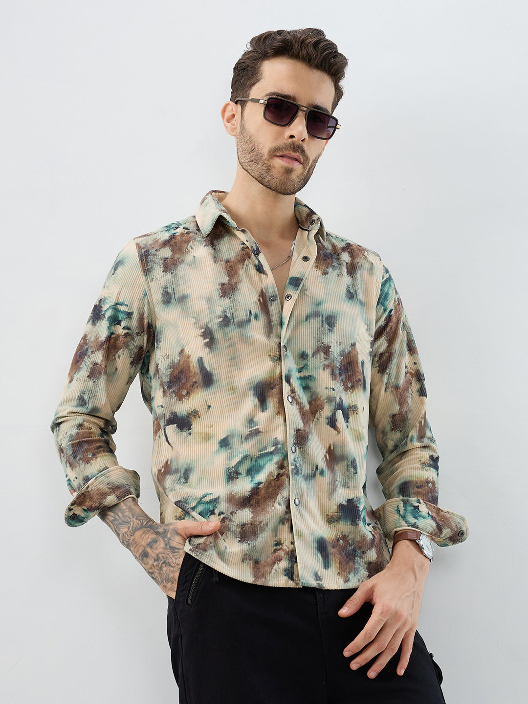 Sand Moss Multi-Tone Corduroy Shirt