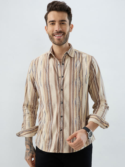 Safari Inspired Beige Corduroy Shirt