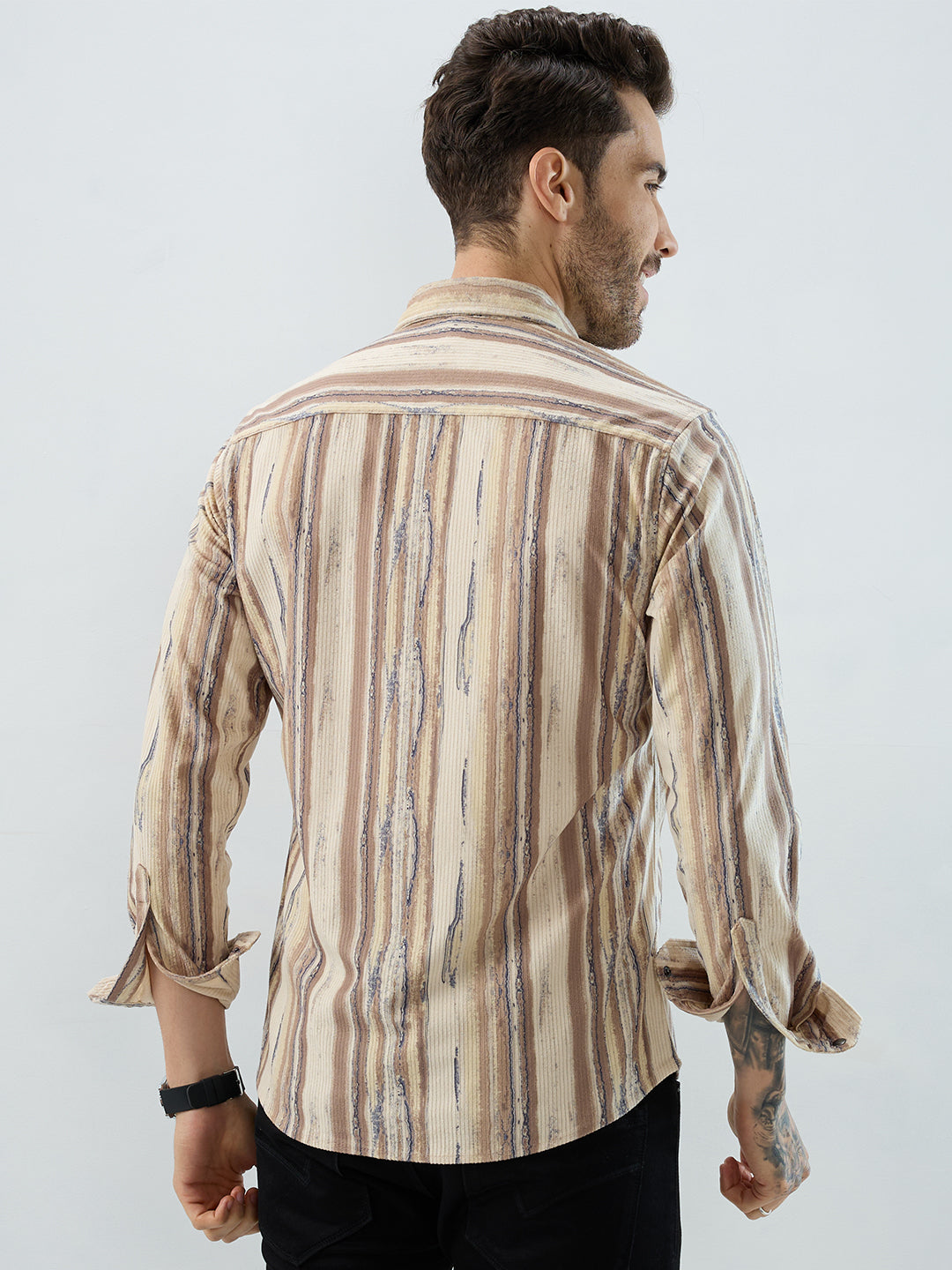 Safari Inspired Beige Corduroy Shirt