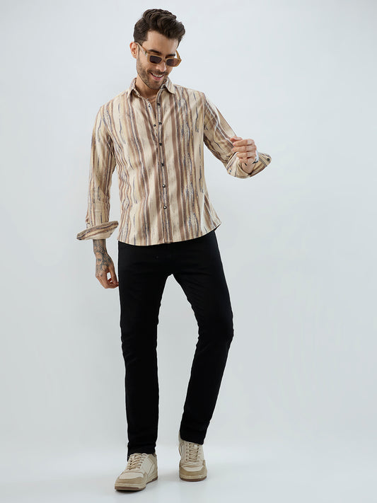 Safari Inspired Beige Corduroy Shirt