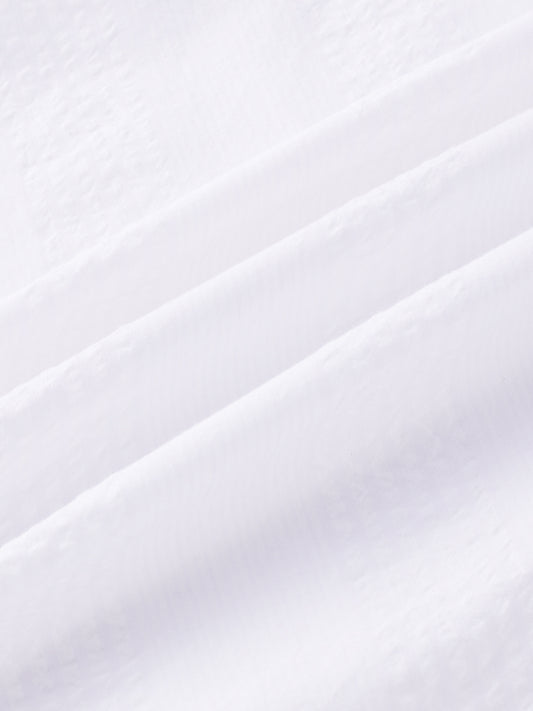Minimalist Pure White Fine Line Seersucker Stripe Shirt