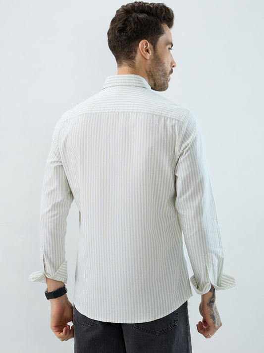 Green & White Candy Striped Oxford Button-Down Business Shirt