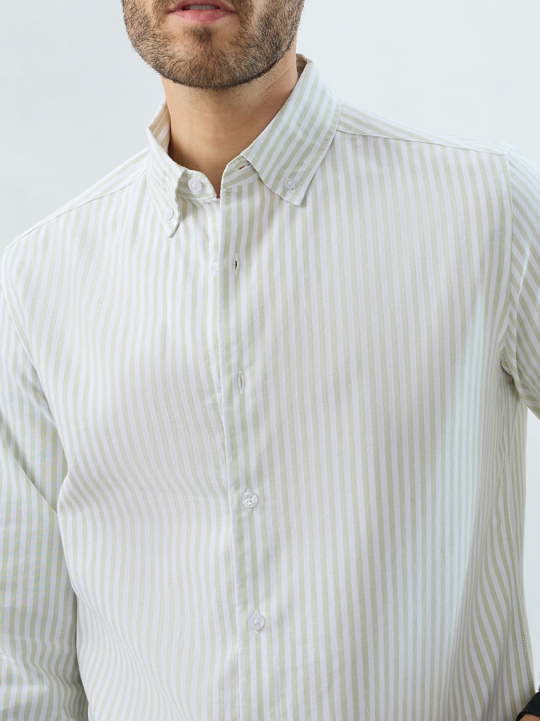 Green & White Candy Striped Oxford Button-Down Business Shirt