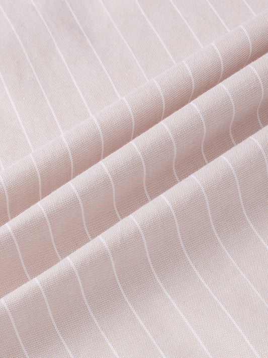 Sharp Beige Refined Pinstripe Oxford Button-Down Business Shirt