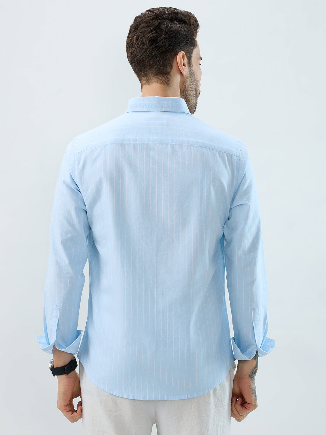 Modern Blues Refined Pinstripe Oxford Button-Down Business Shirt