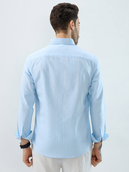 Modern Blues Refined Pinstripe Oxford Button-Down Business Shirt