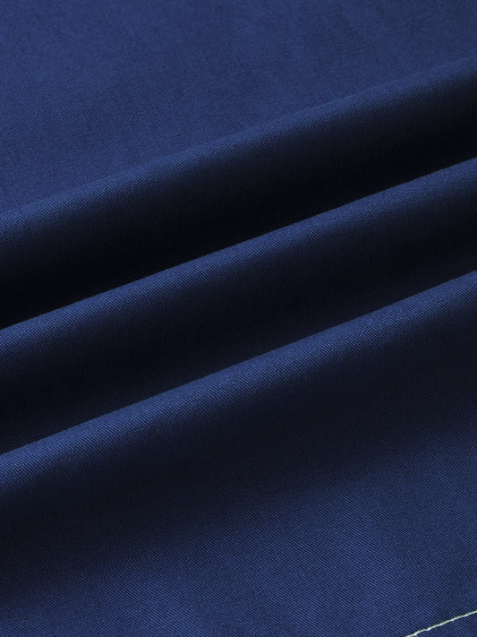 Spruce Blue Contrast Stitch Double Pocket Overshirt