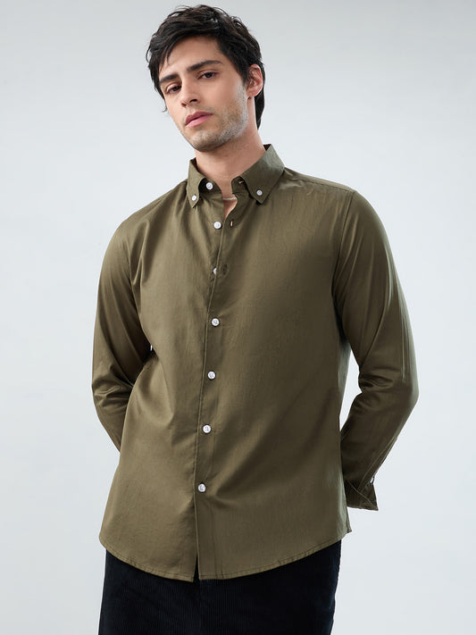 Wild Olive Button-Down Collar Shirt