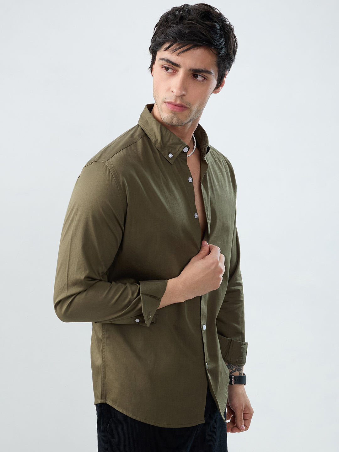 Wild Olive Button-Down Collar Shirt