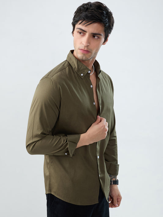 Wild Olive Button-Down Collar Shirt