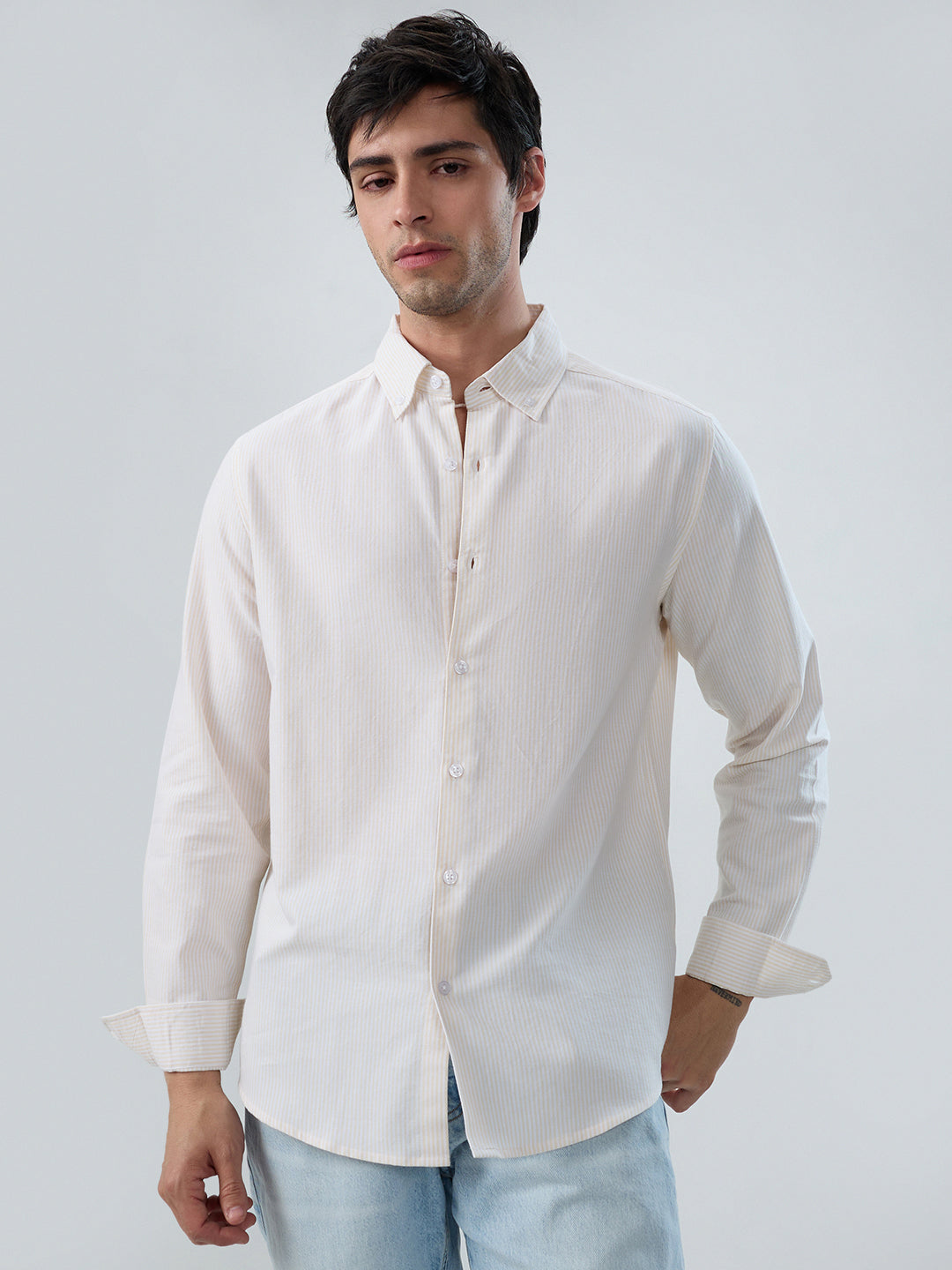 Mellow Yellow Pinstripe Button-Down Collar Shirt