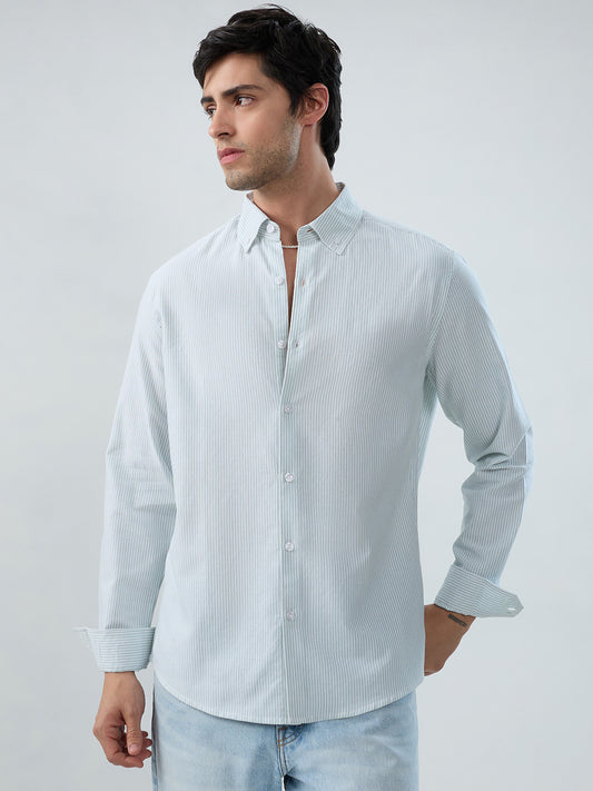 Serene Mint Pinstripe Button-Down Collar Shirt
