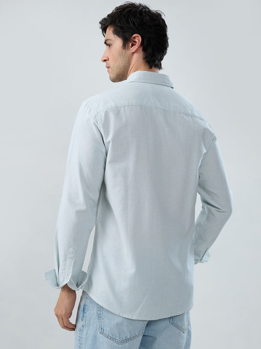 Serene Mint Pinstripe Button-Down Collar Shirt
