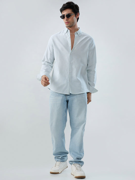 Serene Mint Pinstripe Button-Down Collar Shirt