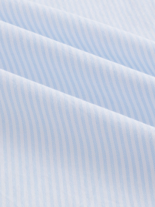 Ice Mist Blue Fine Striped Button-Down Collar Business Shirt