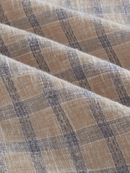 Seaside Beige Burlap Linen Blend Boxy Fit Crop Shirt