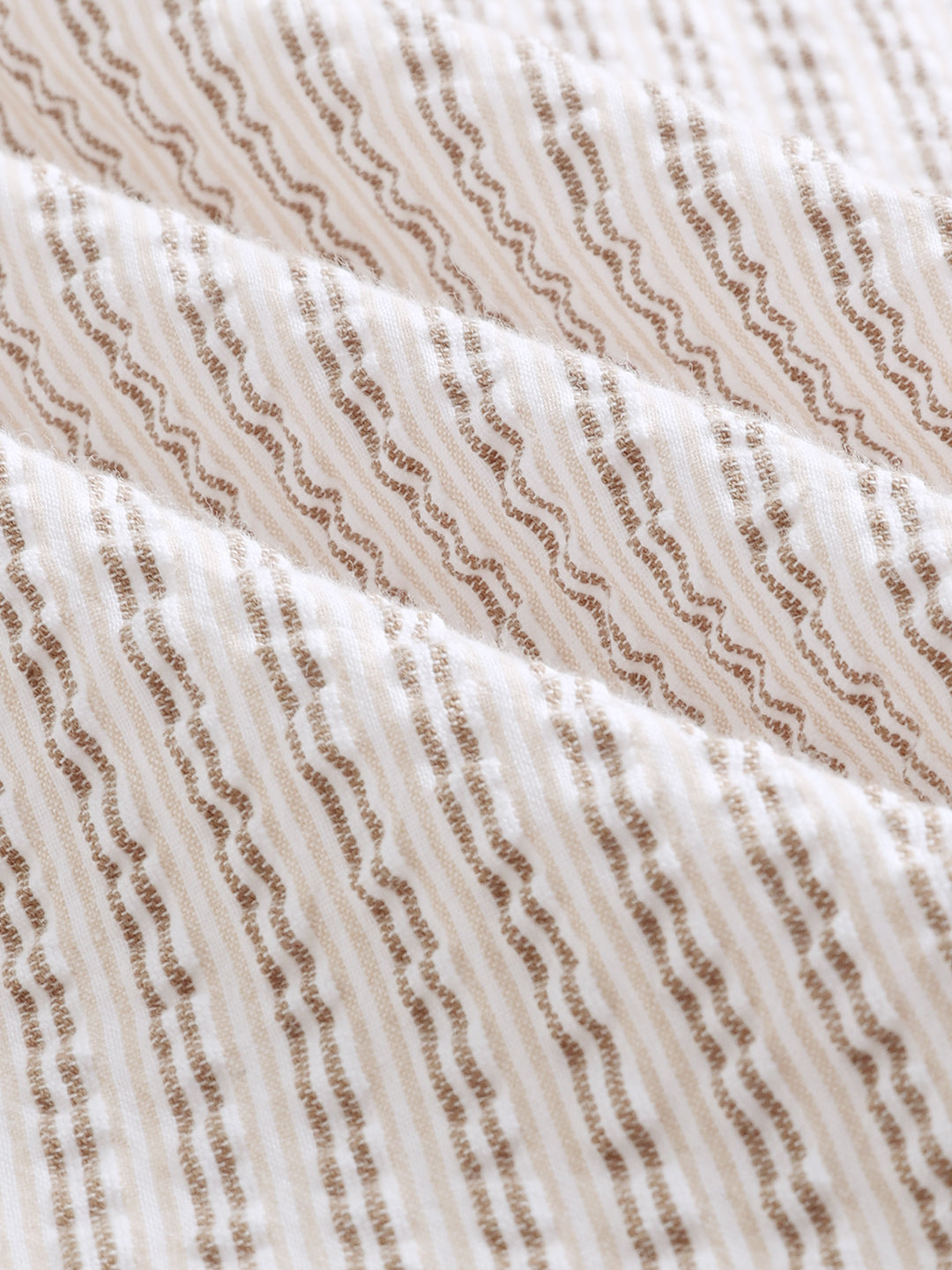 Neutral Tone Fine Stripe Seersucker Shirt