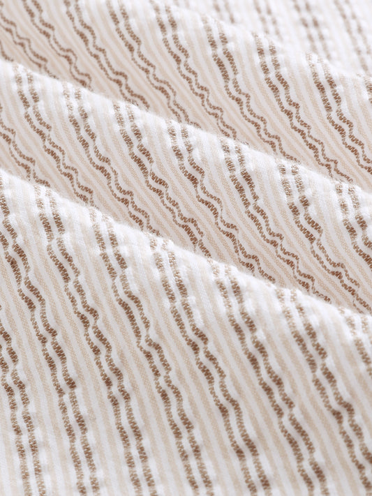 Neutral Tone Fine Stripe Seersucker Shirt