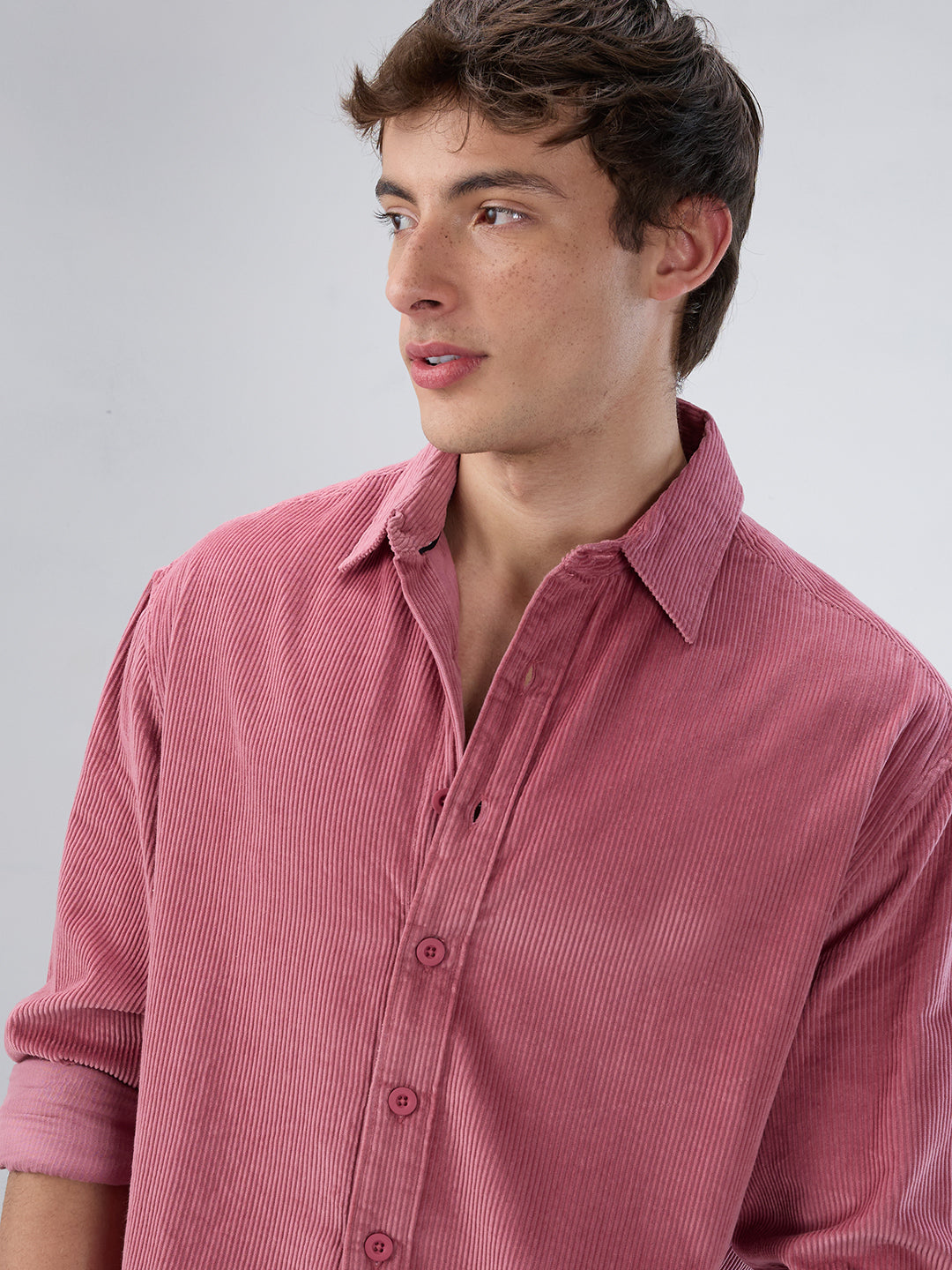 Wild Orchid Pink Corduroy Boxy Fit Crop Shirt