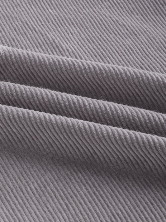 Cloud Grey Corduroy Boxy Fit Crop Shirt