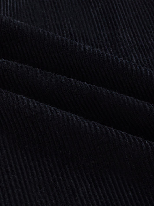 Timeless Black Corduroy Boxy Fit Crop Shirt
