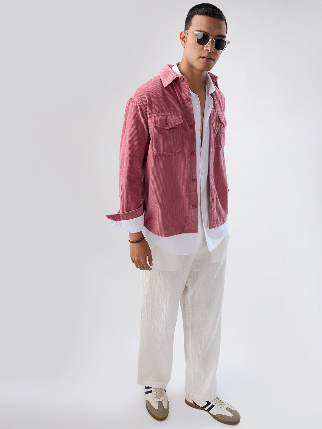 Wild Orchid Pink Corduroy Double Pocket Overshirt