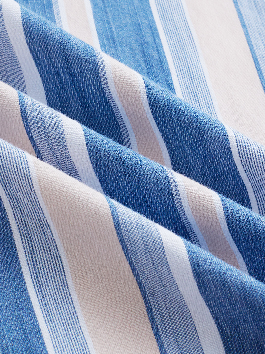 Denim Blue & Peach Broad Striped Shirt