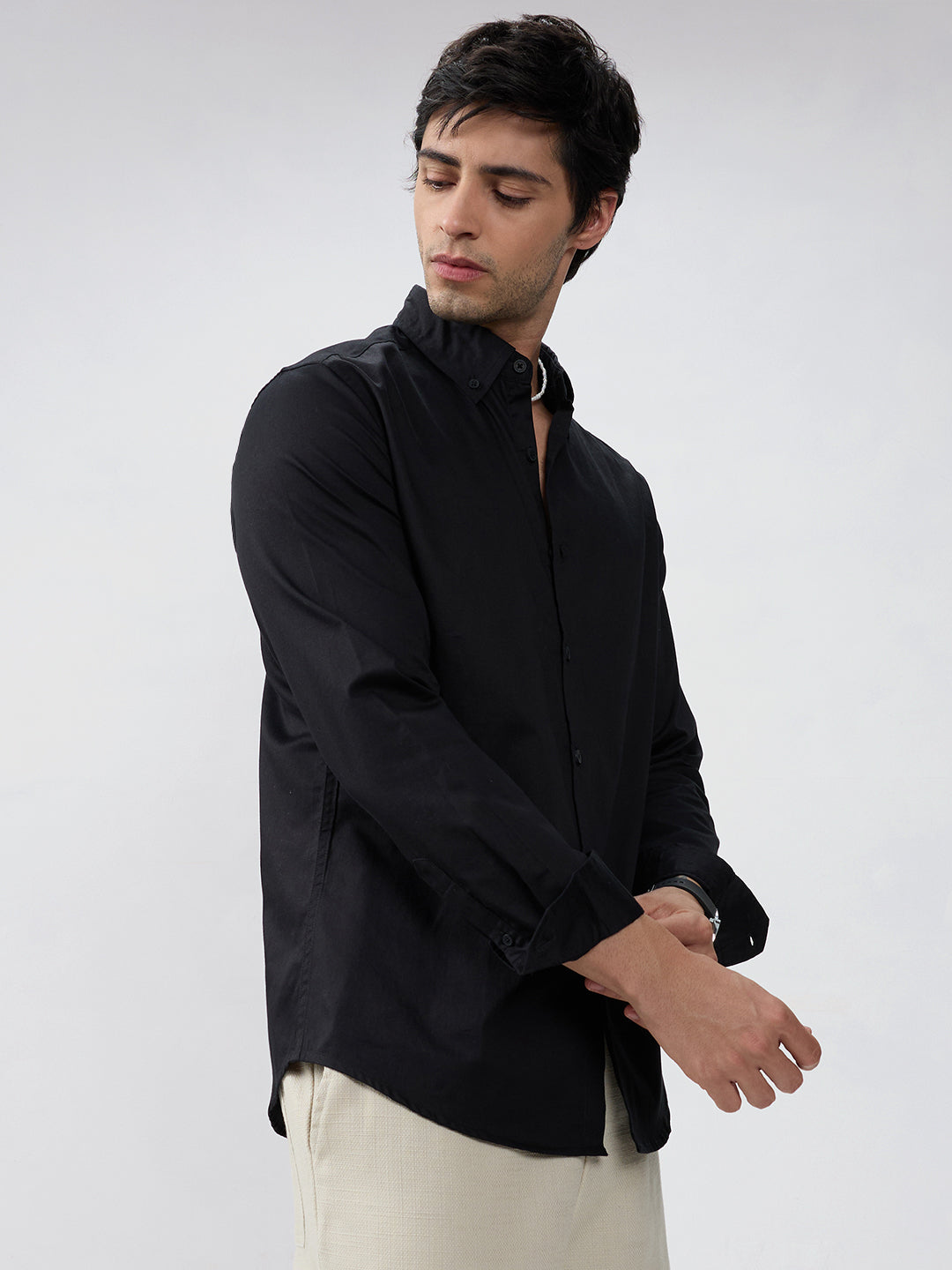 Nightfall Black Button-Down Collar Business Shirt