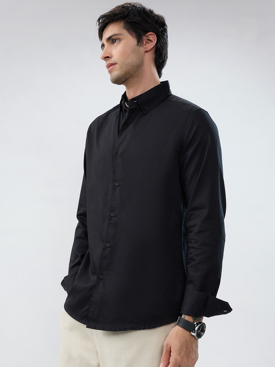 Nightfall Black Button-Down Collar Business Shirt