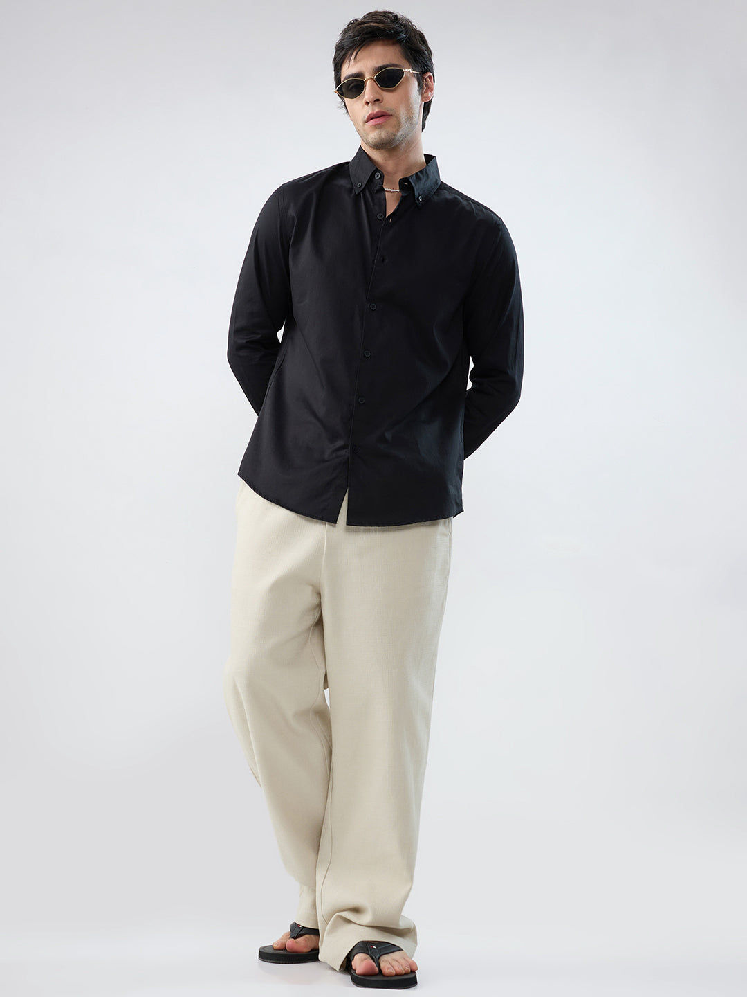 Nightfall Black Button-Down Collar Business Shirt