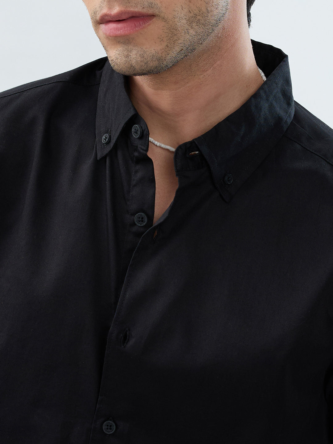 Nightfall Black Button-Down Collar Business Shirt