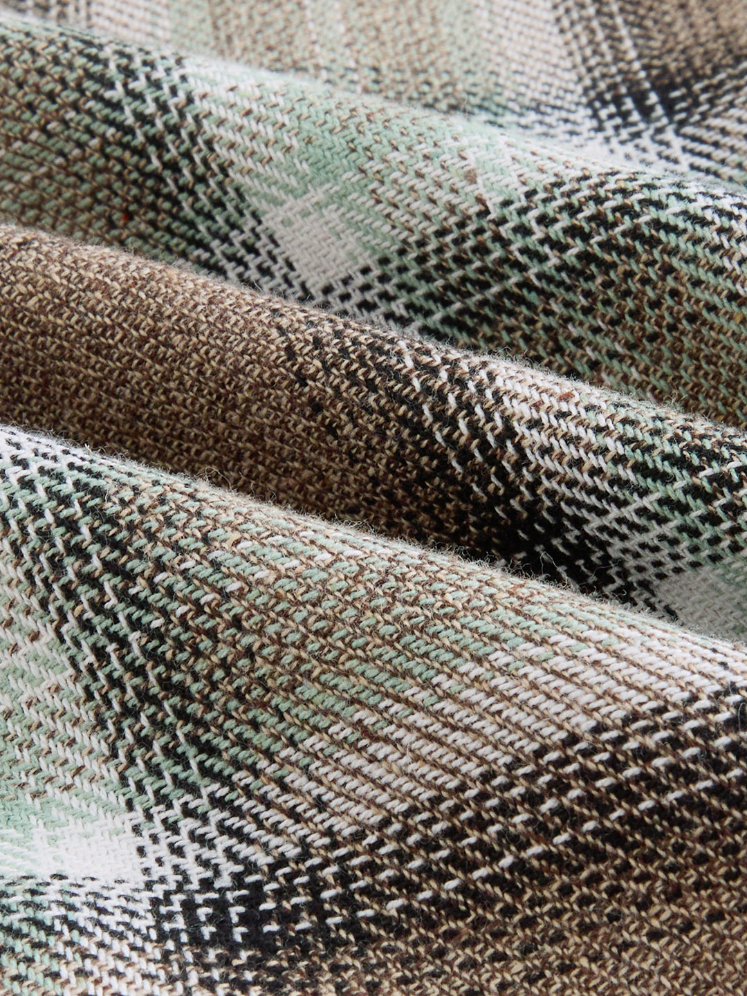 Brown & Olive Retro Contrast Checks Boxy Fit Crop Shirt