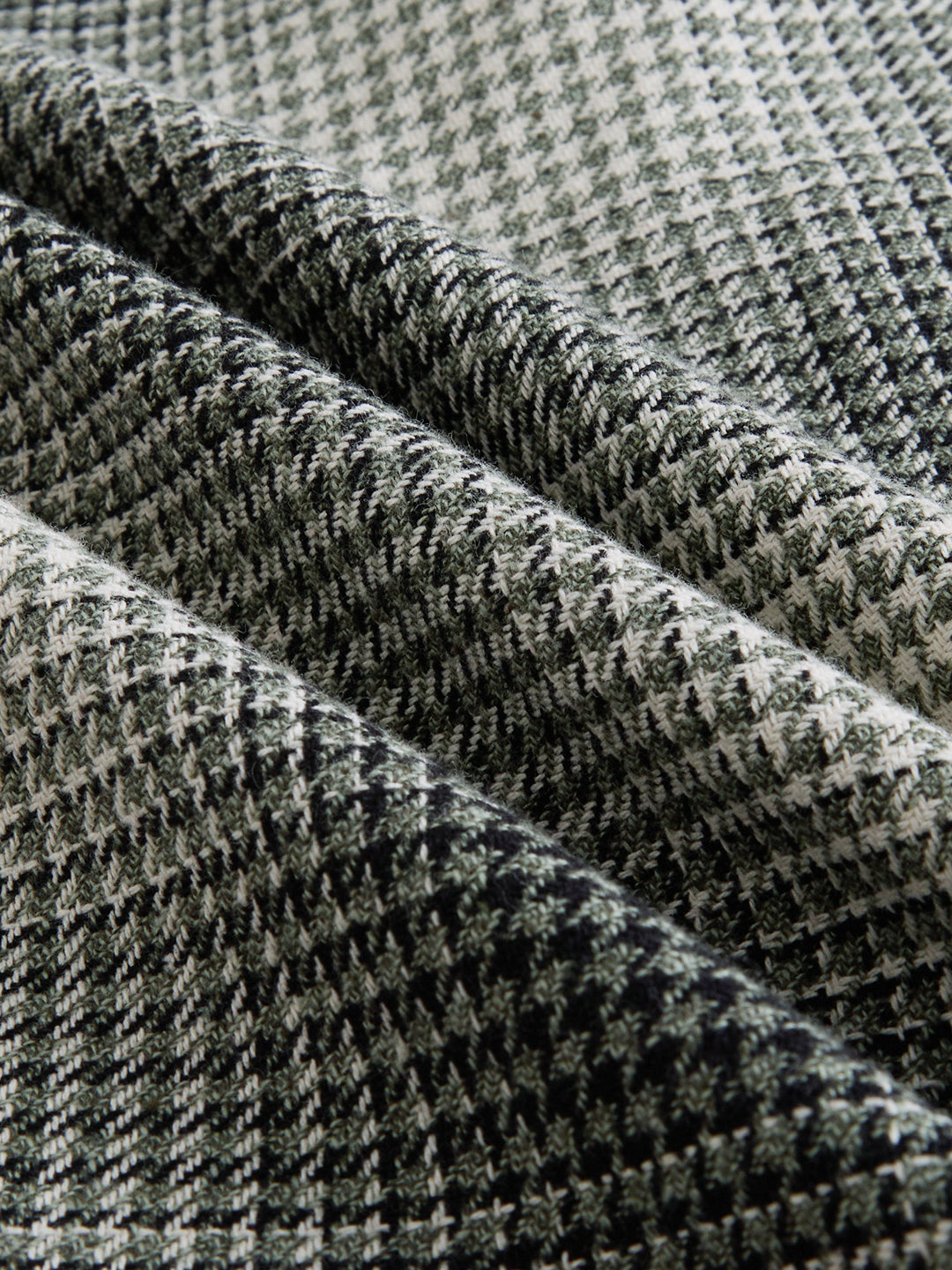 Olive & Black Houndstooth Checks Double Pocket Flannel Shirt