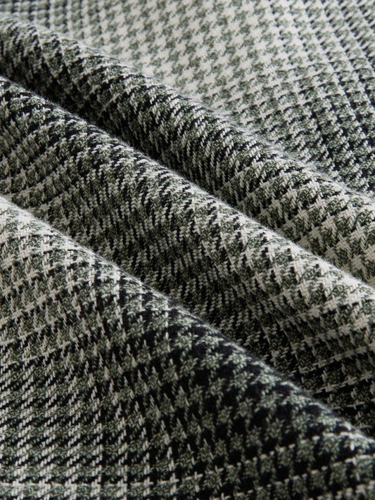 Olive & Black Houndstooth Checks Double Pocket Flannel Shirt