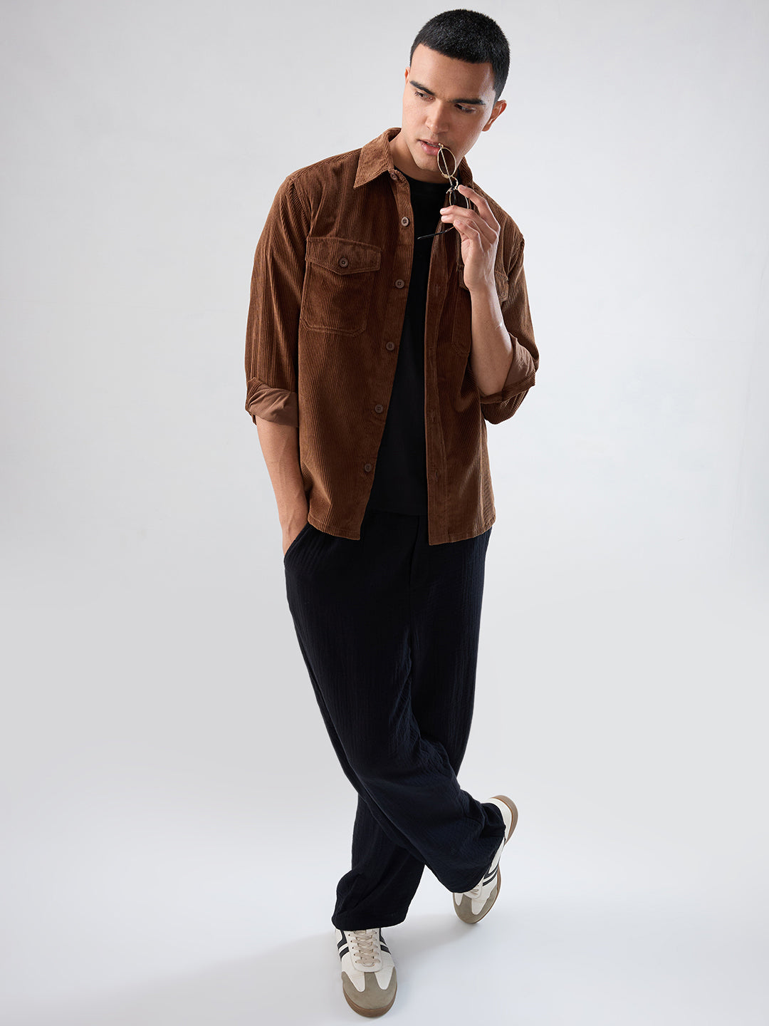 Cocoa Brown Corduroy Double Pocket Overshirt